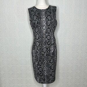MICHAEL KORS | Snake Print Sleeveless Black & Gray Dress with Zipper Detail